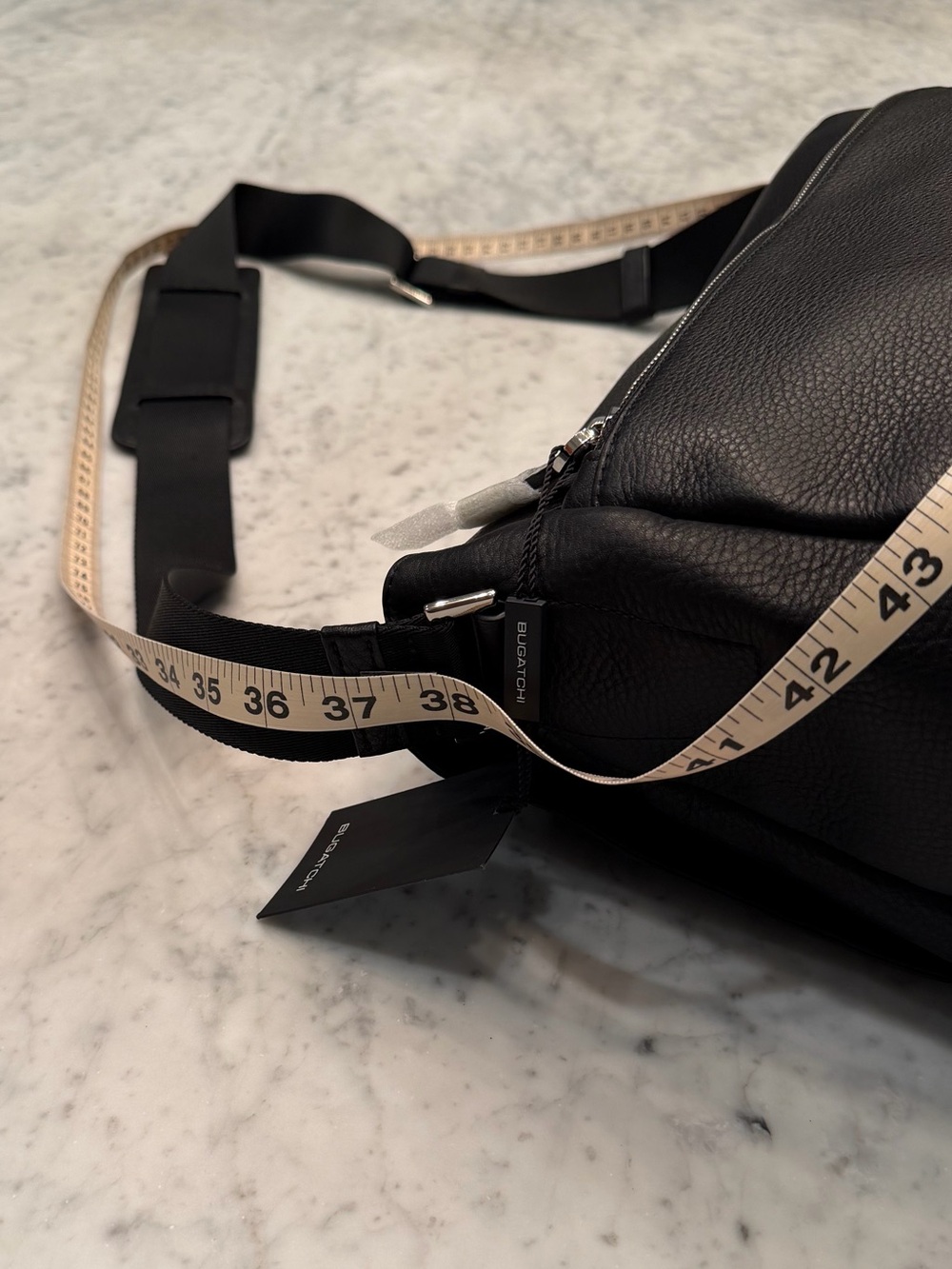 Bugatchi Black Pebbled Leather Messenger Bag Crossbody Laptop Bag NWT - Picture 14 of 14